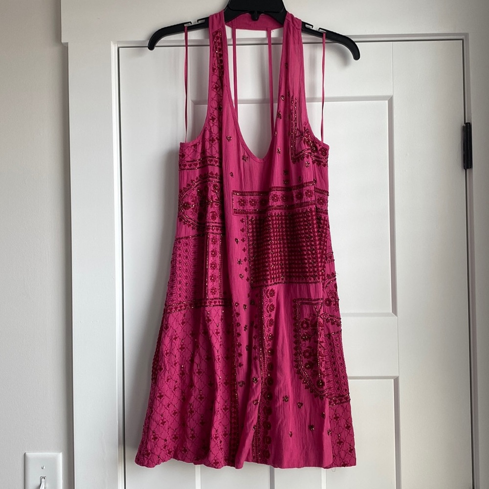 Embroidered Free People Intimately Halter Dress